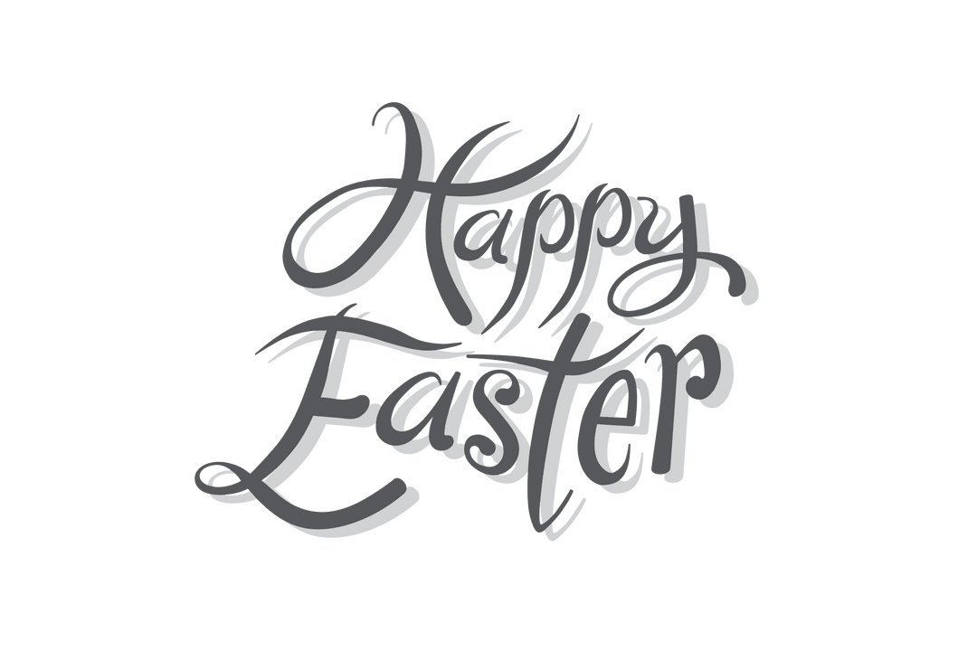 Stylish Handwritten Happy Easter Text on Transparent Background