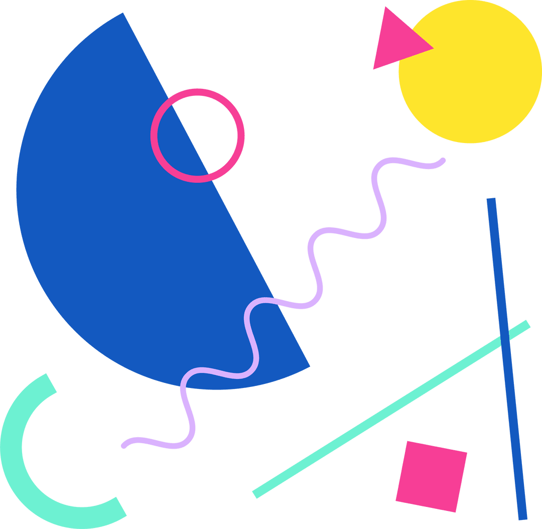 Colorful 1980s Abstract Shapes on Transparent Backdrop