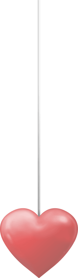 Red Heart Hanging Illustration on Transparent Background