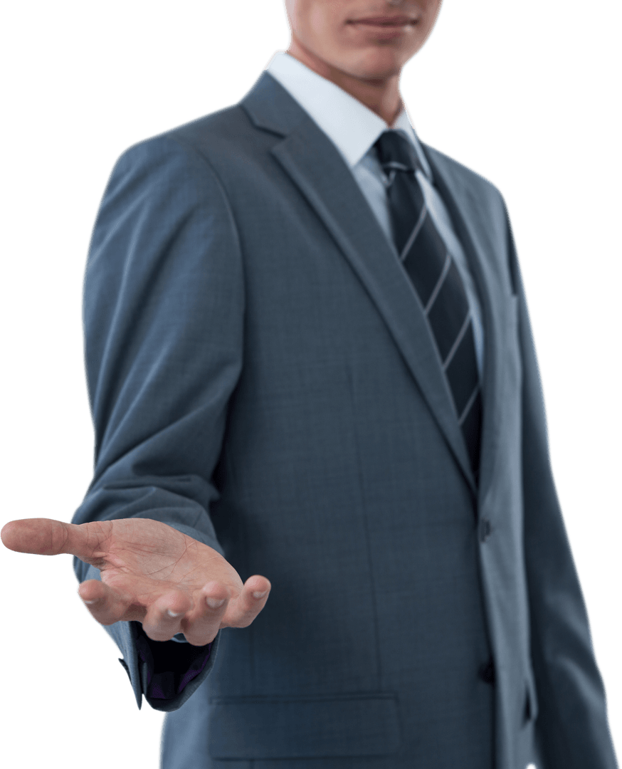 Transparent Businessman Extending Helping Hand Gesture