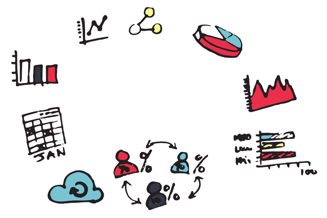 Transparent Illustration of Charts and Data Elements