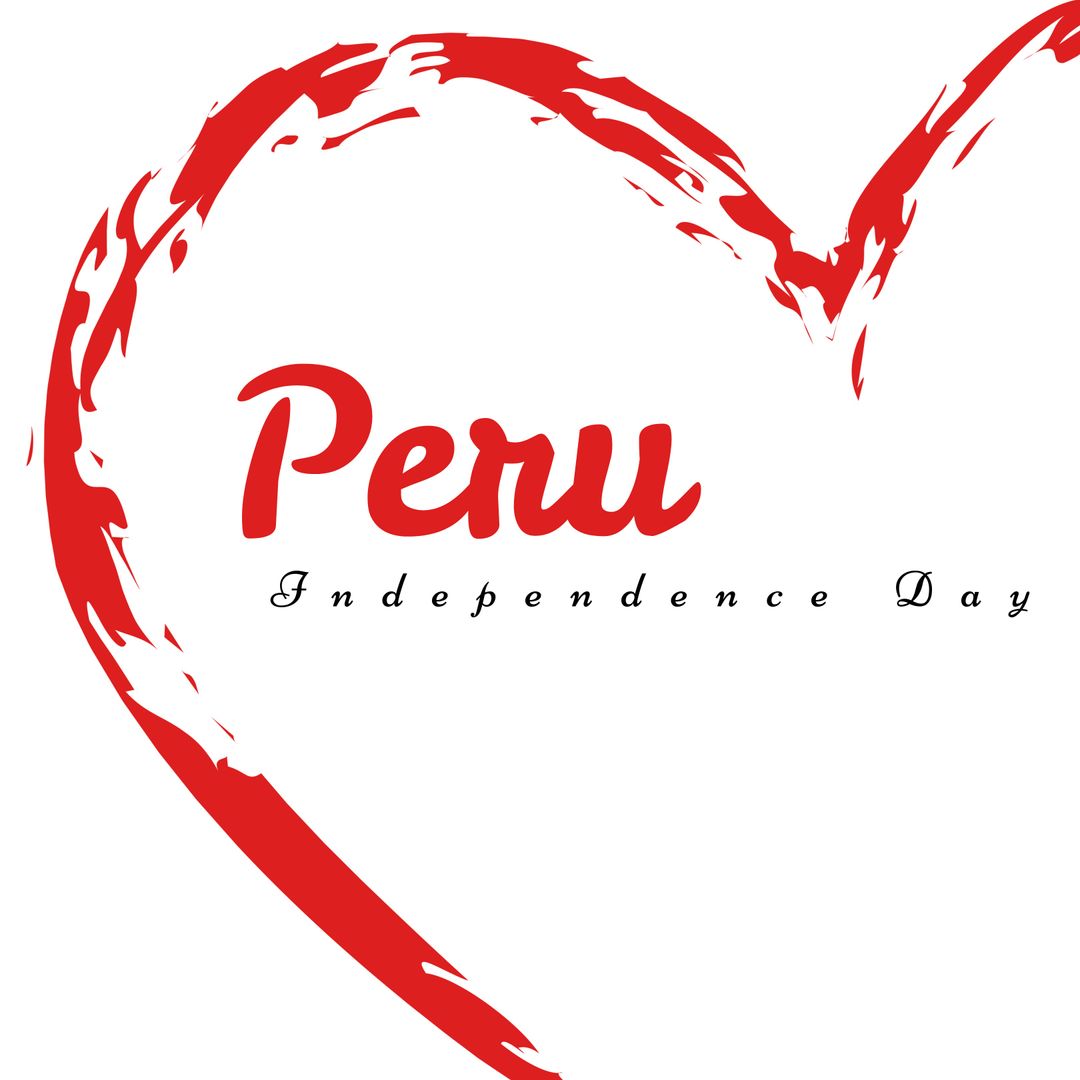 Peru Independence Day Heart Design with Patriotic Message