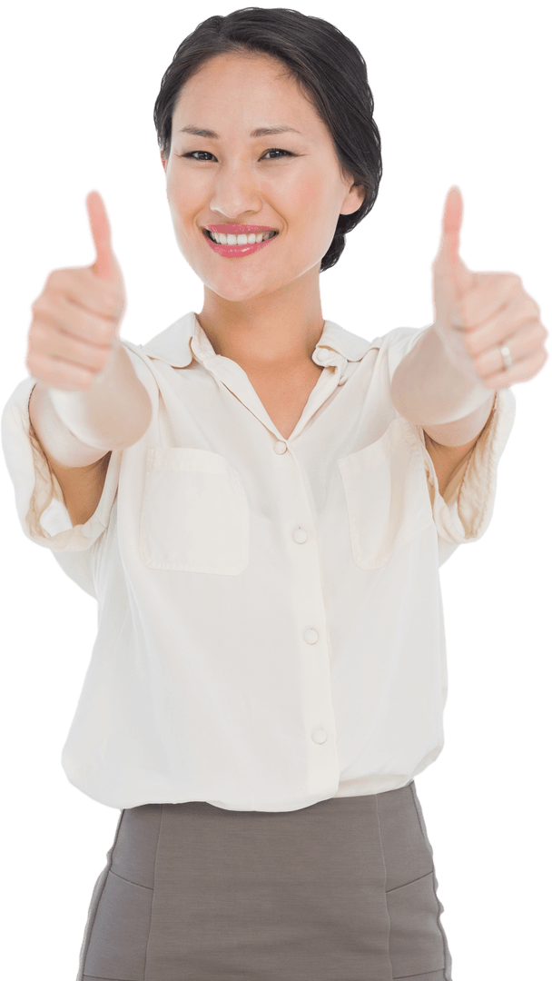Transparent Smiling Professional Gesturing Thumbs Up