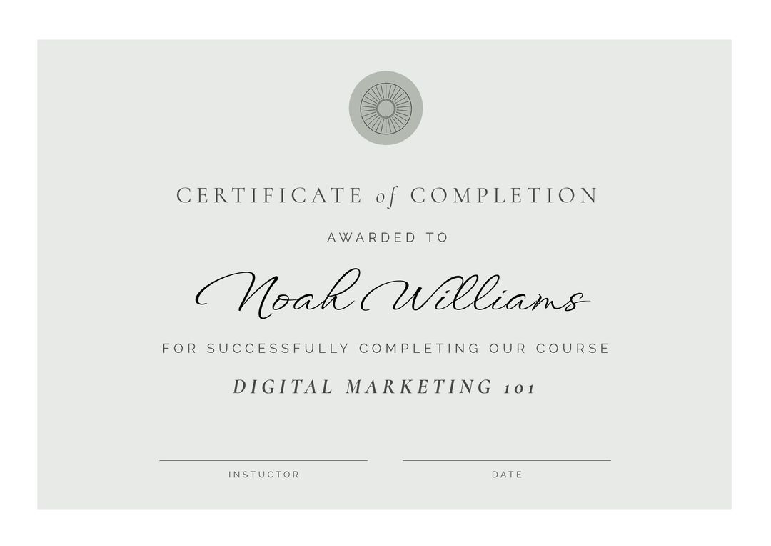 Contemporary Course Completion Certificate with Elegant Typography - Download Free Stock Templates Pikwizard.com