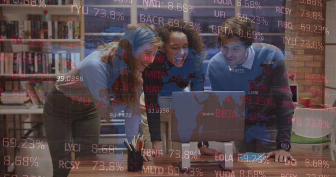 Diverse Colleagues Analyzing Global Stock Market Data