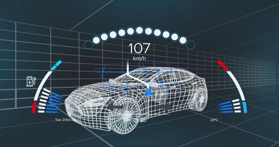 3d car model visualization with data and speed display - Free Images, Stock Photos and Pictures on Pikwizard.com