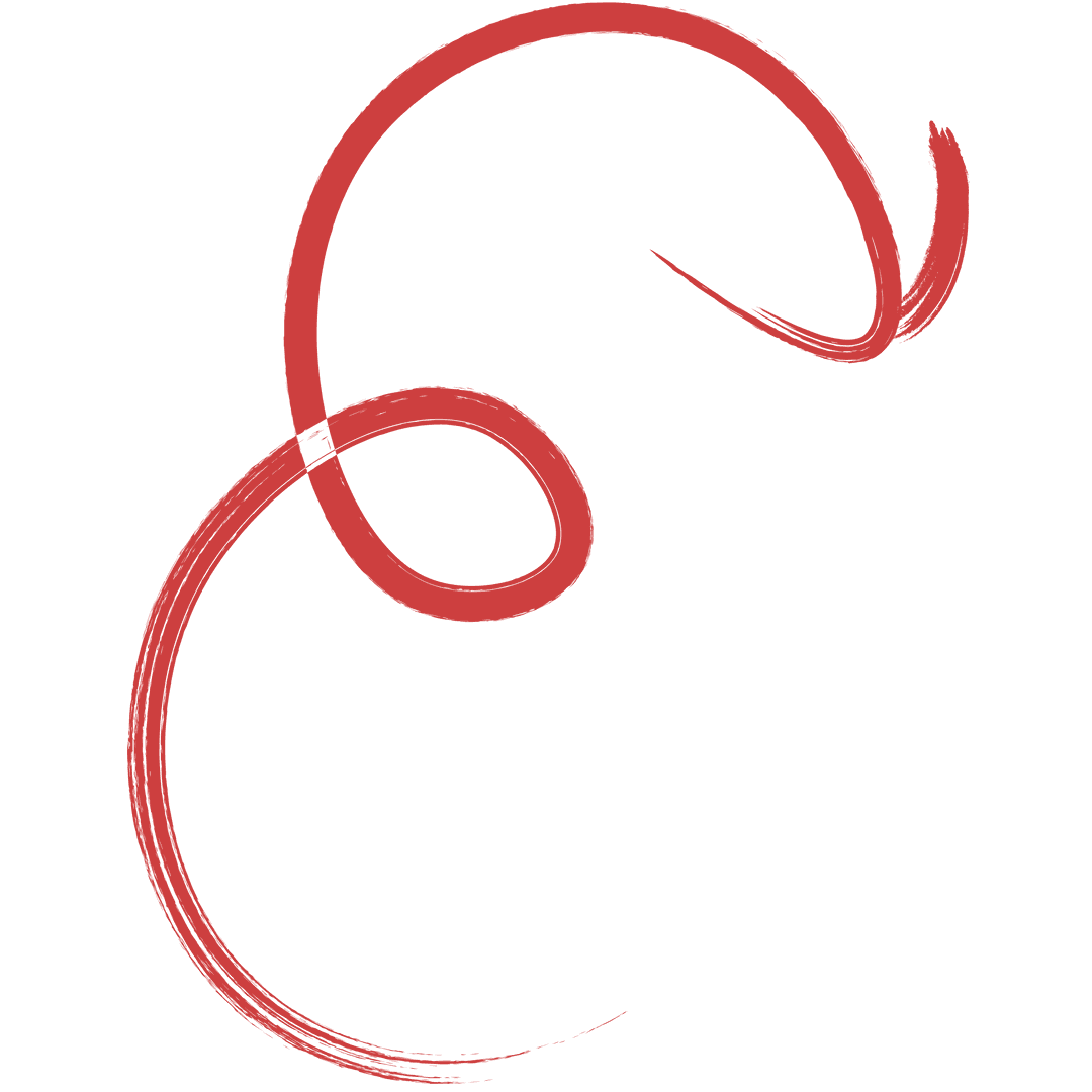Red Curled Arrow on Transparent Background for Directional Use