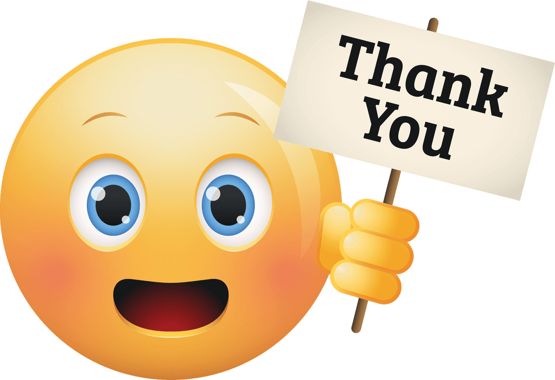 Happy Thank You Emoji on Transparent Background