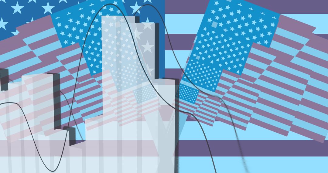 American Business and Independence Financial Graph Concept