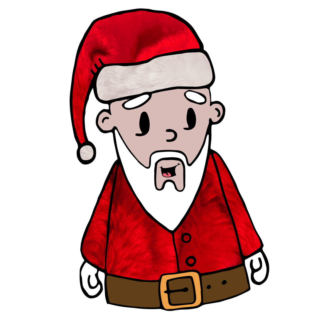 Happy Santa Claus Digital Illustration on Transparent Background