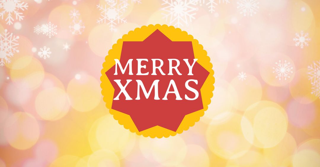 Festive Merry Xmas Message with Snowflakes and Bokeh Lights