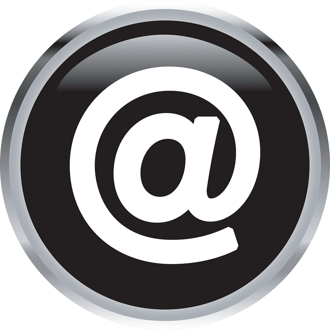 Transparent Digital At Symbol on Black Circle Design