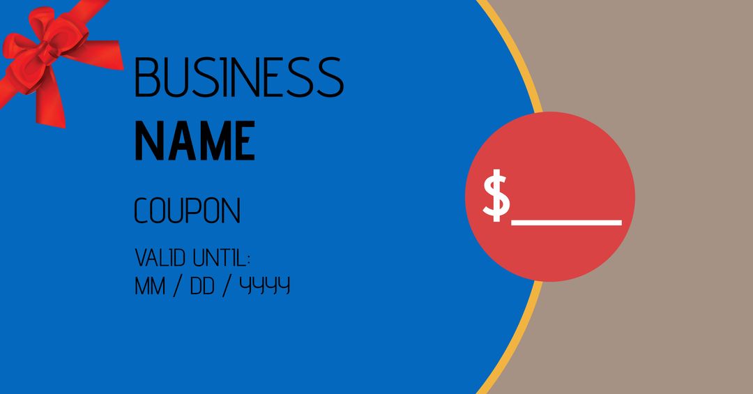 Colorful Coupon Template with Gift Ribbon Symbolizes Savings