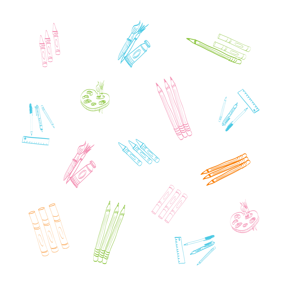 Transparent Background with Colorful Stationery Illustration