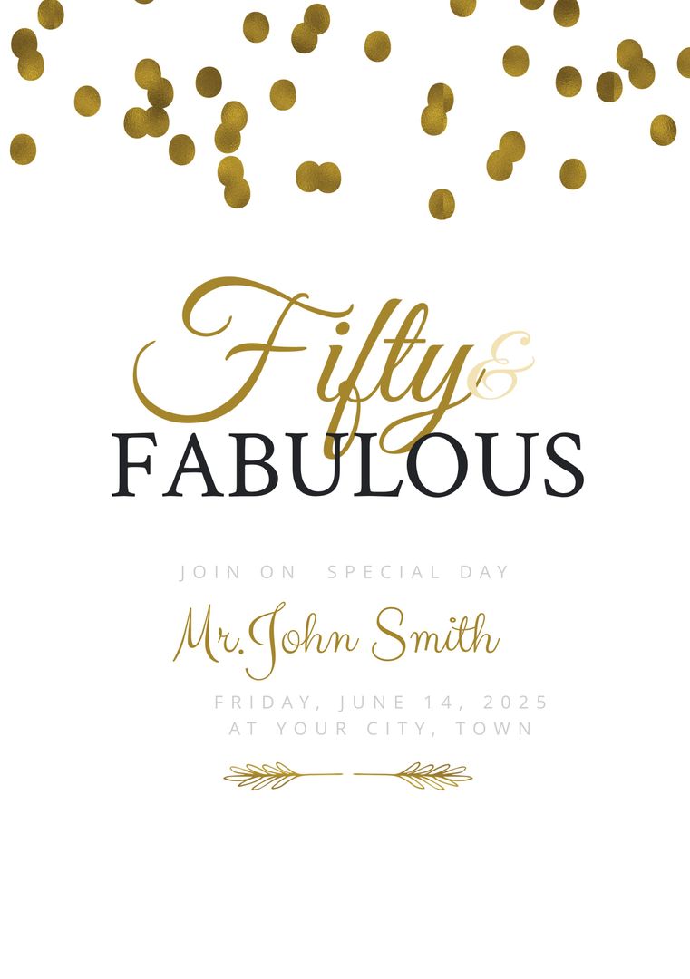 Elegant 50th Birthday Invitation with Golden Script and Confetti
