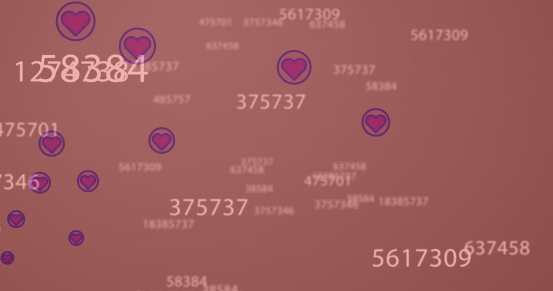 Floating Heart Icons with Changing Numbers on Pink Background