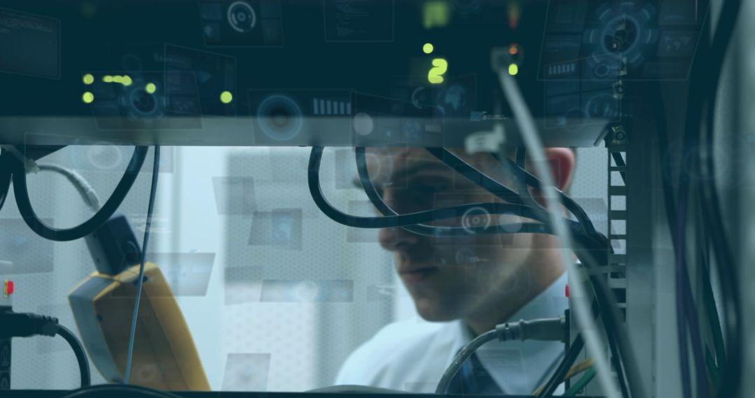 Engineer Engaged with Data Processing in Advanced Server Room