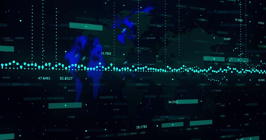 Global Financial Data Network with World Map Overlay