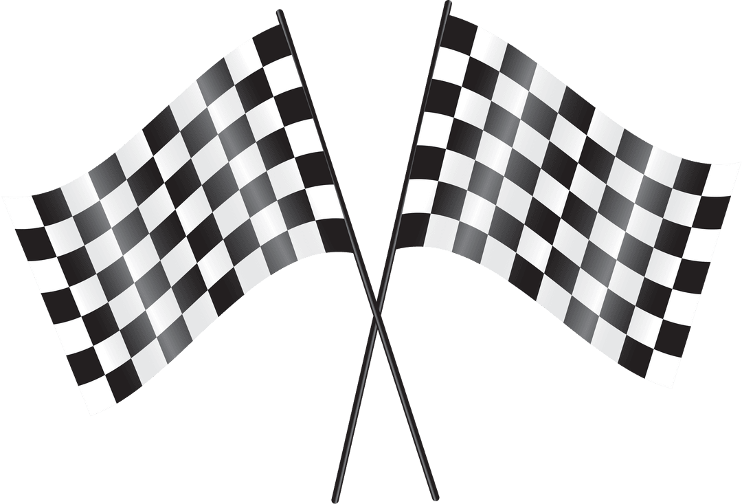 Crossed Checkered Flags on Transparent Background for Racing Theme