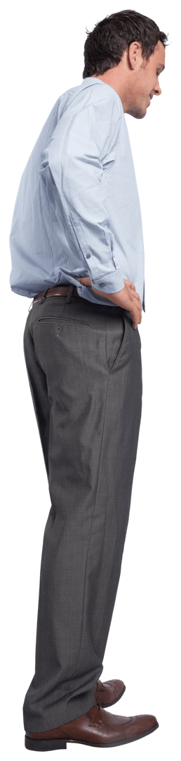 Transparent Smiling Businessman in Profile Pose