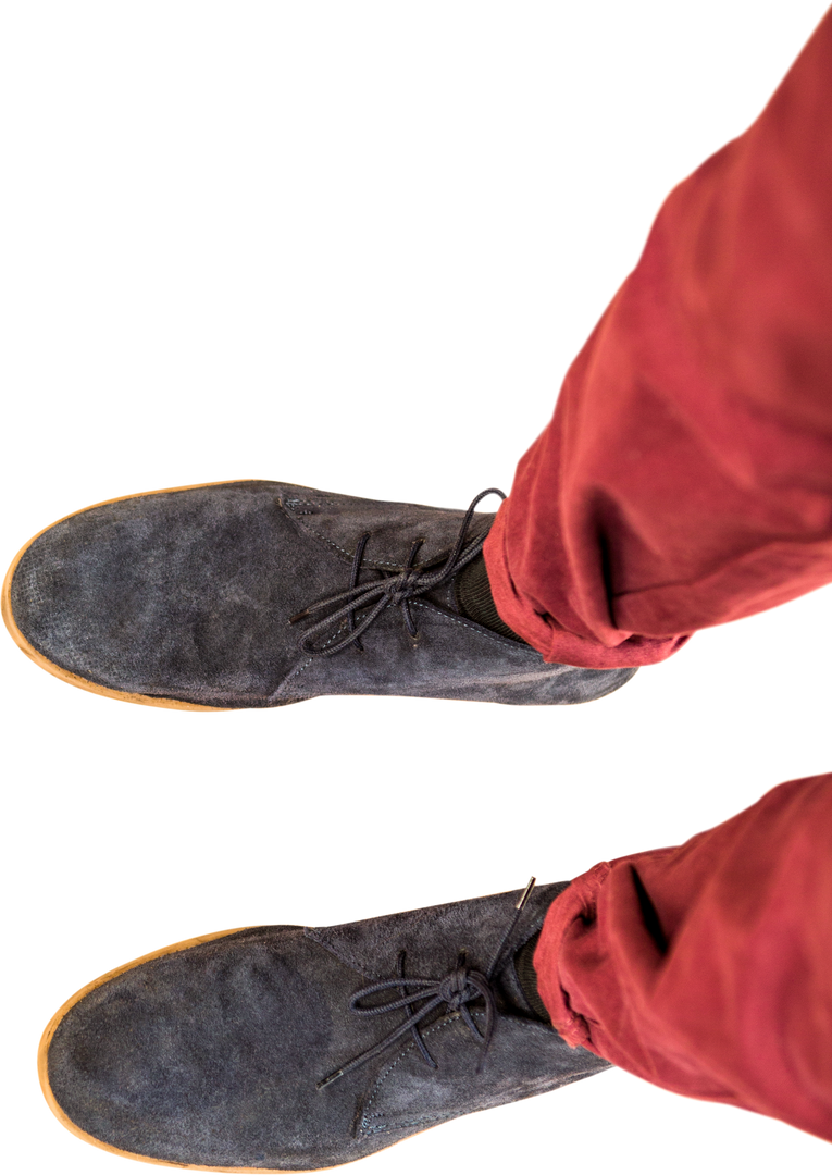 Transparency of Man's Legs in Stylish Red Pants and Blue Suede Shoes - Download Free Stock Images Pikwizard.com