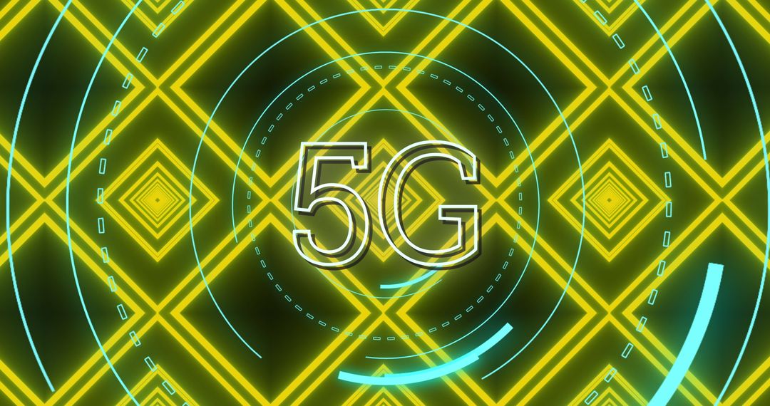 5G Technology Concept with Neon Kaleidoscope Patterns