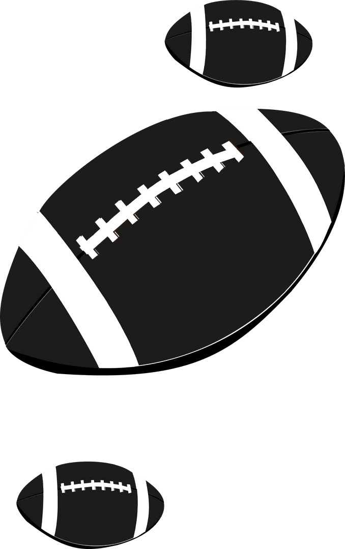 Floating American Footballs Vector with Transparent Background