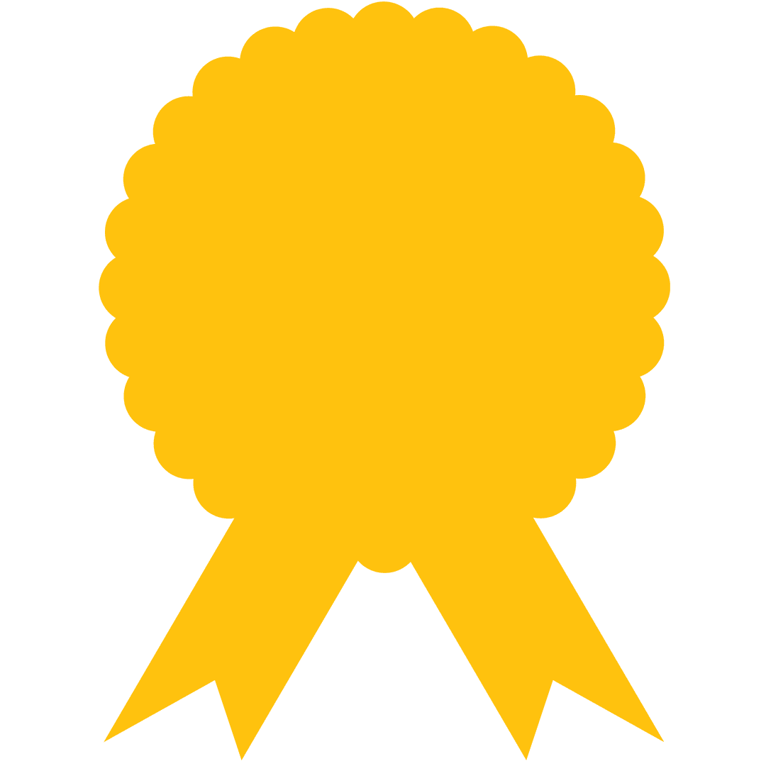 Yellow Award Badge on Transparent Background with Copy Space