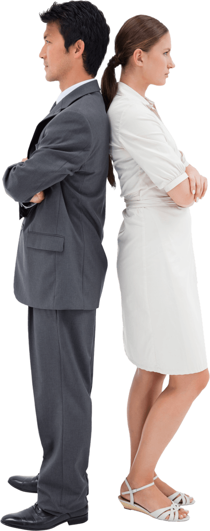 Transparent Dispute Business People Back-to-Back Standoff