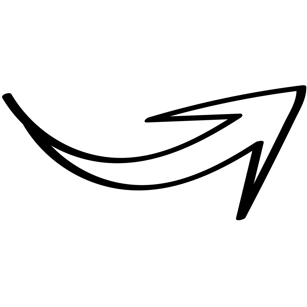 Transparent Black Curved Right Arrow on Clear Background