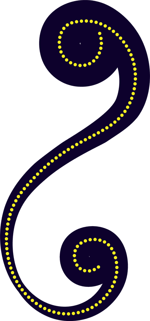 Elegant Yellow Dotted S-Shaped Swirl on Transparent Background