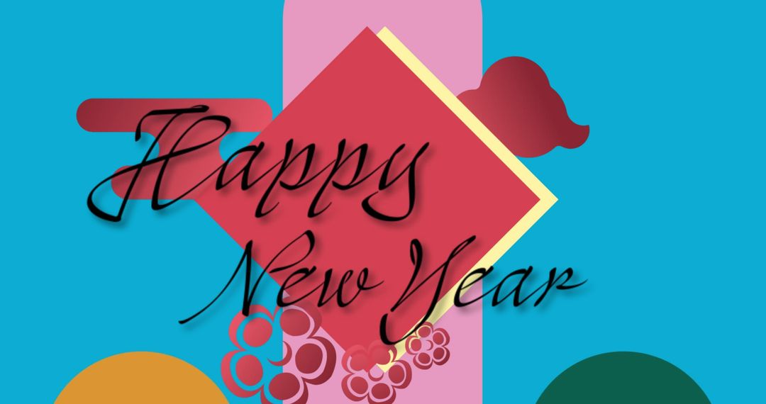 Colorful New Year Message with Abstract Shapes