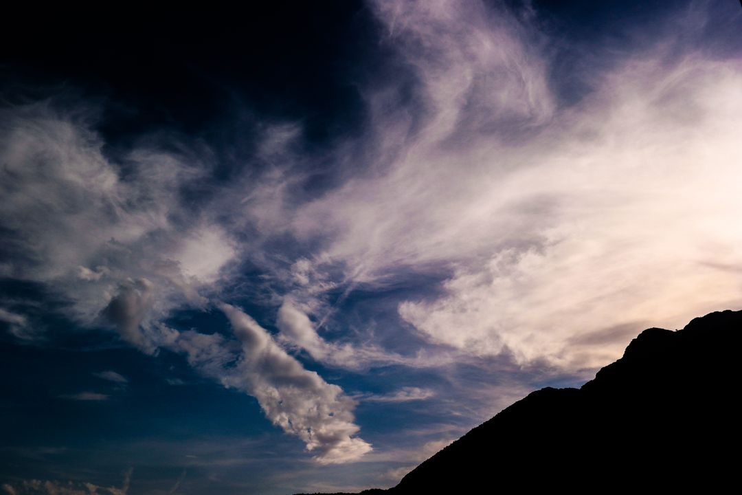 Silhouette of Mountain Under White Clouds - Free Images, Stock Photos and Pictures on Pikwizard.com