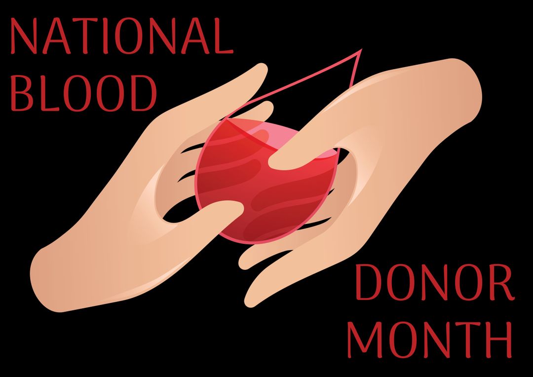 National Blood Donor Month Poster with Hands and Blood Drop Icon - Free Images, Stock Photos and Pictures on Pikwizard.com