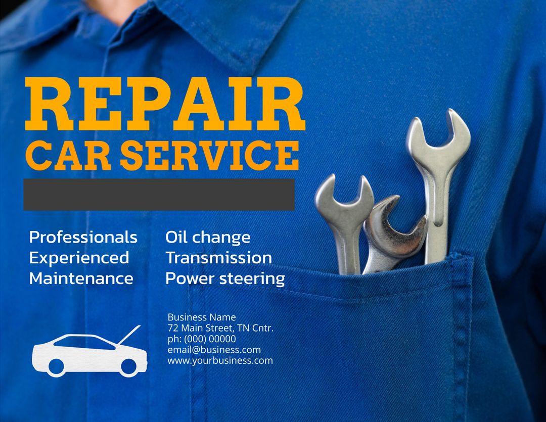 Auto Repair Mechanic with Tools Promoting Professional Car Services