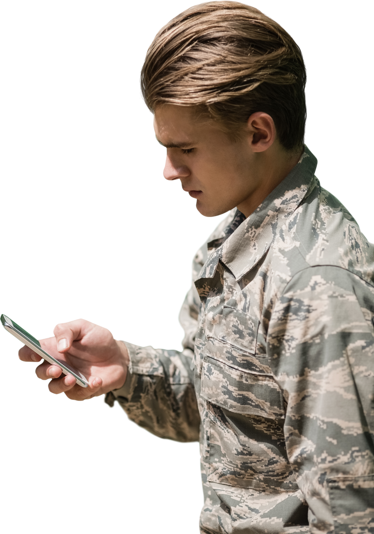 Military Personnel Checking Phone Transparent Background - Download Free Stock Images Pikwizard.com