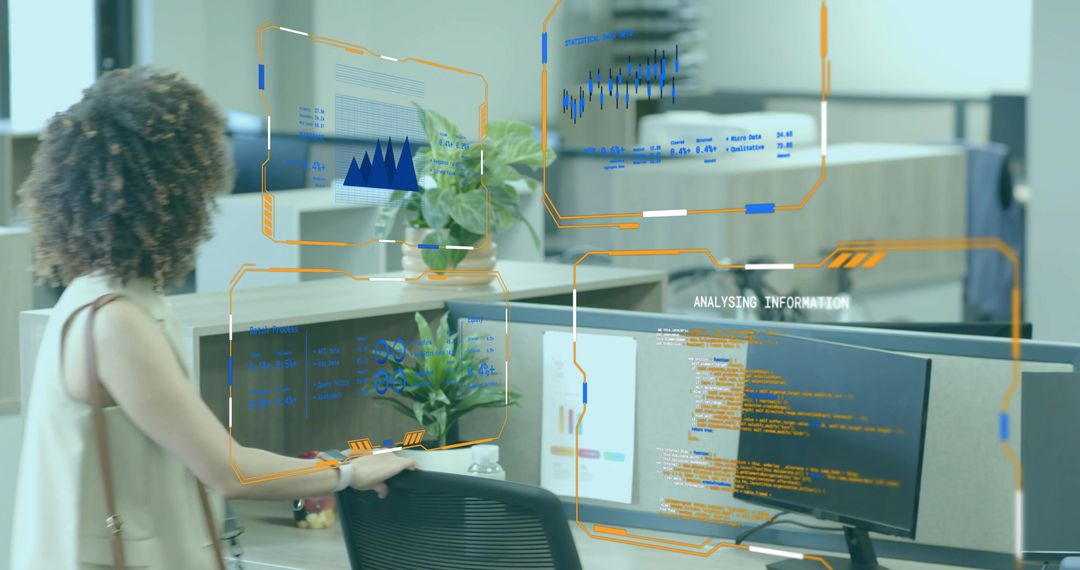 Futuristic Analytics Review in Modern Office Environment