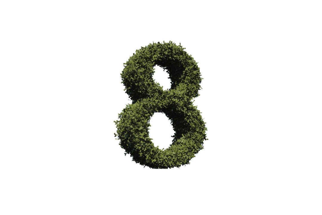 Grass Number 8 Illustration on Transparent Background