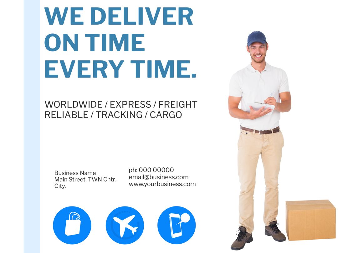 Smiling Courier with Package Showcasing Reliable Delivery Options