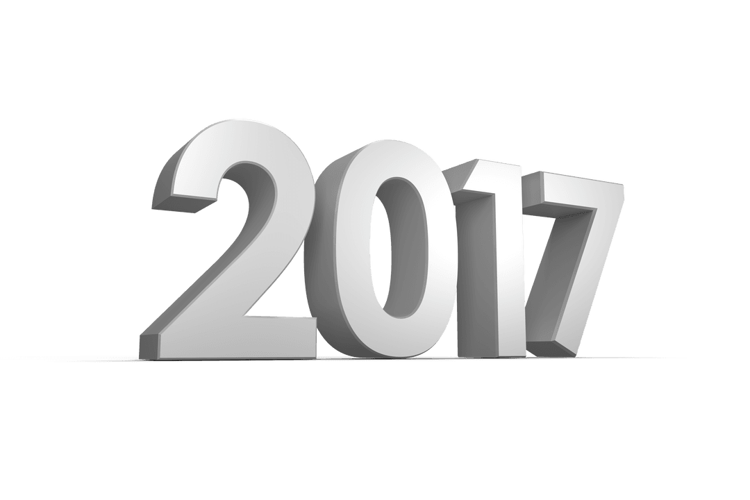 Gray 2017 Text on Transparent Background for New Year Graphics