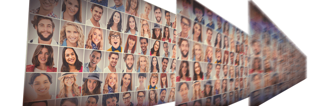 Transparent Screens with Human Portraits Illustration