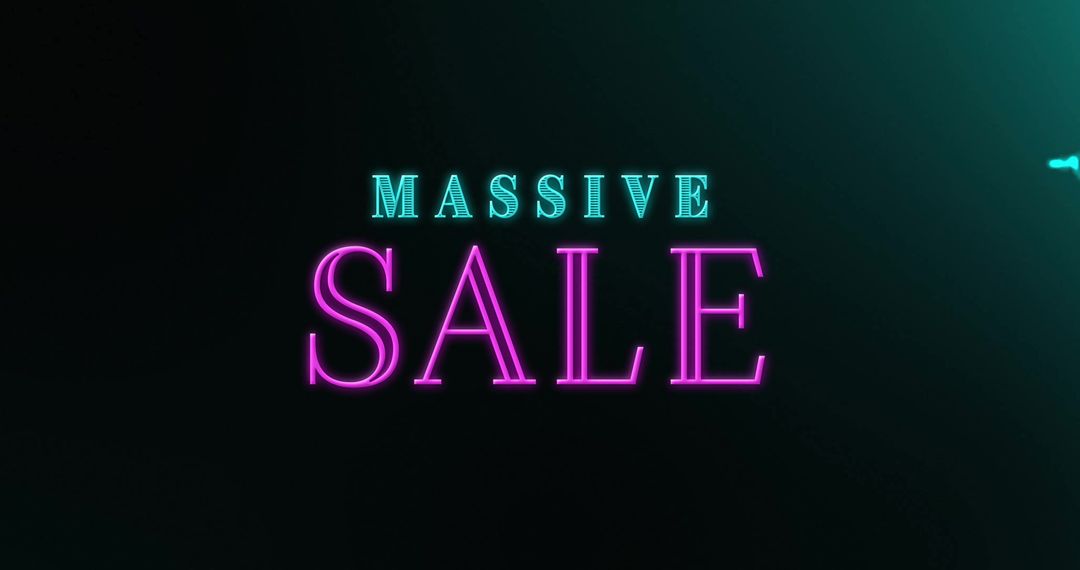 Massive Sale Announcement with Neon Text and Digital Interface