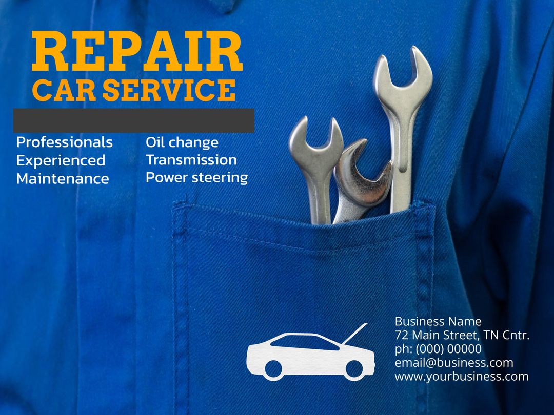 Mechanic Uniform with Tools Promoting Car Repair Service