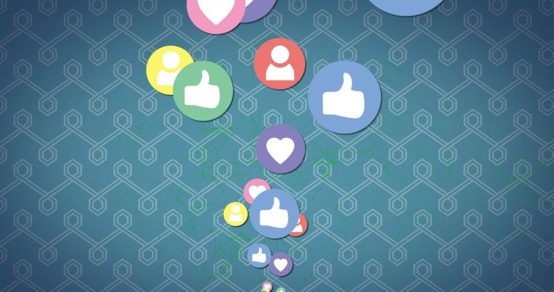 Colorful Social Media Icons Flowing on Abstract Digital Background