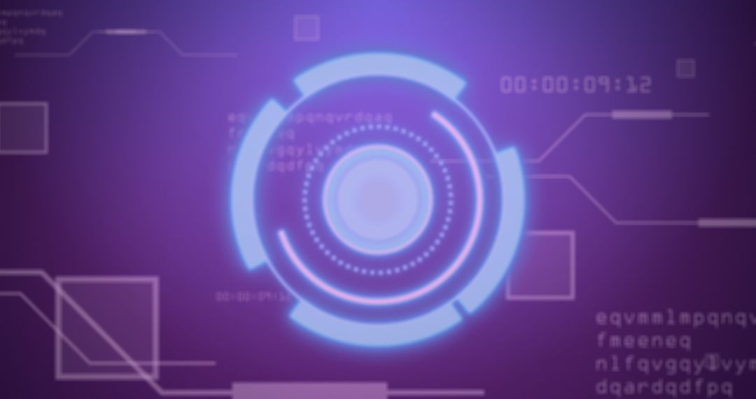 Futuristic Data Processing Interface with Circular HUD