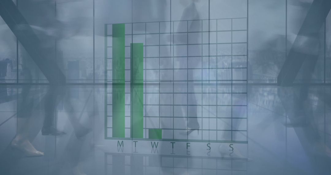 Business Financial Graphs and Timelapse of Professionals Walking