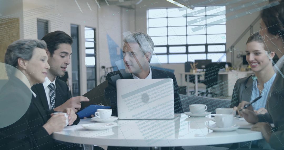 Business Team Collaboration with Digital Data Interface