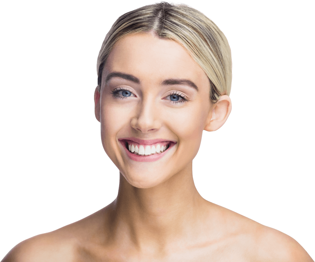 Smiling Woman in Studio with Transparent Background