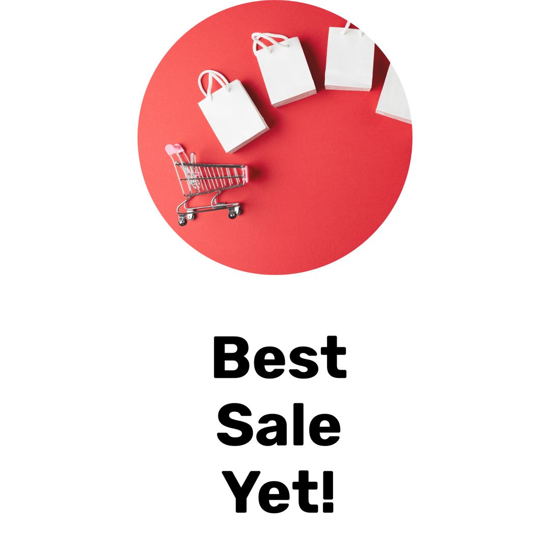 Retail Sale Promotion with Shopping Bags and Trolley on Red