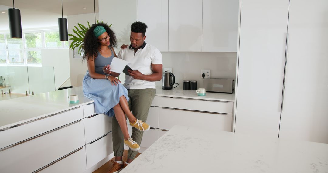 Couple Sharing Connection in Modern Kitchen